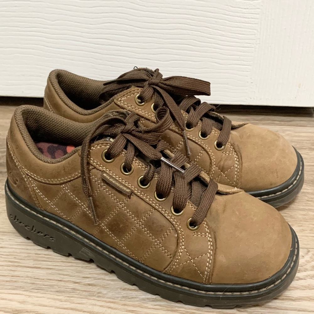 Skechers Y2K Jammers Chunky Oxford Leather Quilted Contrast Shoes 6.5